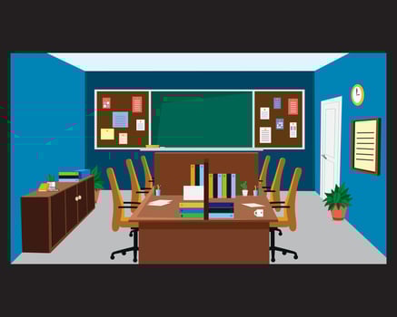 Teacher Office College Interior Design Flat Illustration vector