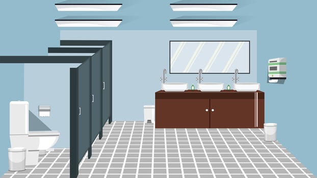 Public Toilet Interior Design Modern Restroom Illustration vector
