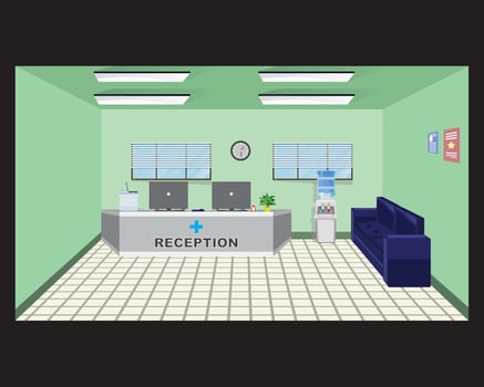 Hospital Reception Medical Healthcare Interior Design Illustration vector