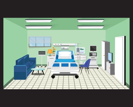 ICU Patient Room Medical Healthcare Interior Design Illustration vector