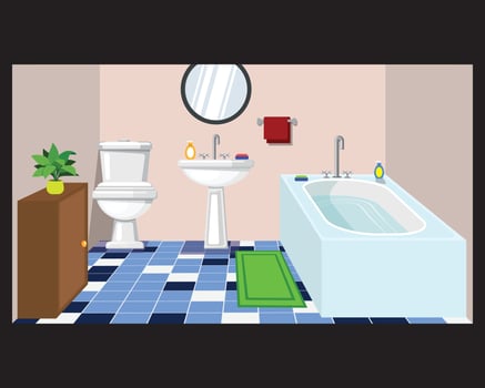 Bathroom Interior Design Bathtub Toilet Sink Mirror Illustration vector