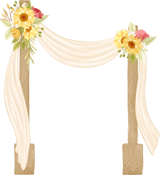 Golden Floral Wedding Arch Watercolor Design png
