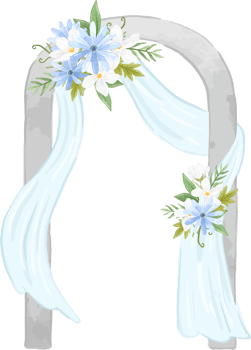 Serene Blue Wedding Arch with Flowers png