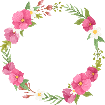 Delicate Pink Hibiscus and Daisy Wreath Design png
