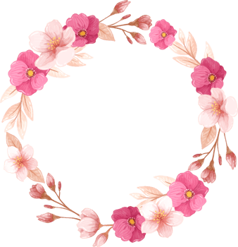 Pink Hibiscus Floral Wreath Watercolor Design png