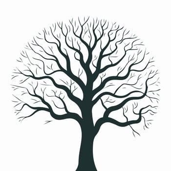 A black and white illustration of a tree with no leaves vector