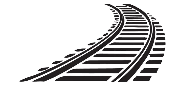 Curving Railway Tracks Graphic Illustration for Travel Design vector