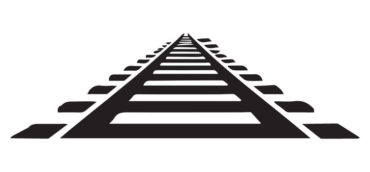 Monochrome railroad tracks silhouette vanishing point for design projects vector