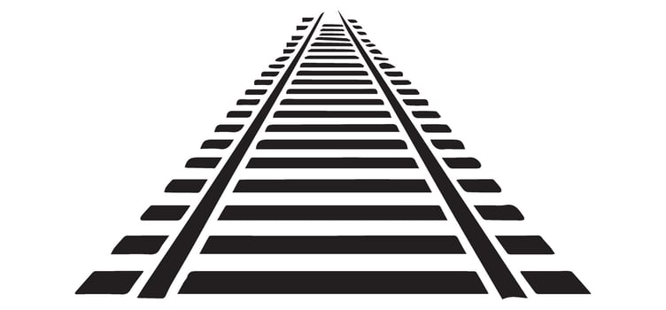 Railroad track perspective silhouette illustration for transportation themes vector