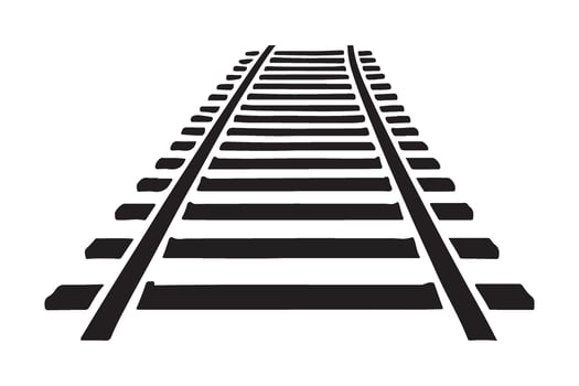 Railroad Track Illustration Perspective View for Transportation Designs vector