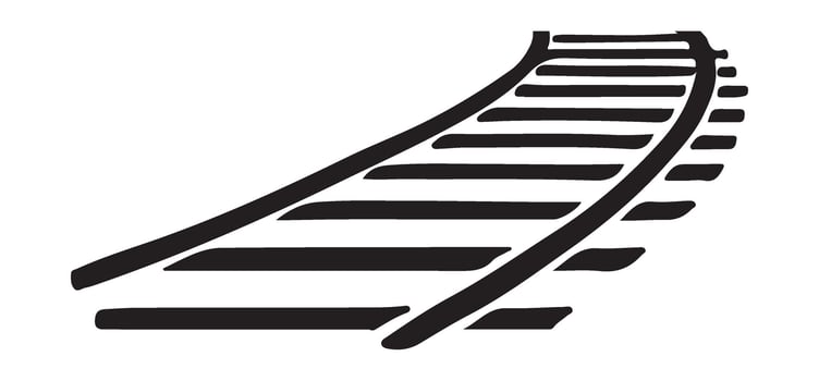 Perspective Railway Track Illustration Black and White Single Rail Lines vector