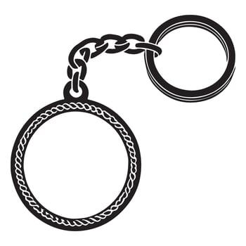 Round Keychain with Chain Illustration Decorative Style and Border vector