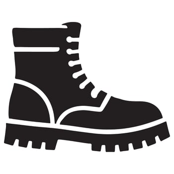 Heavy Duty Silhouette Combat Boot Illustration Design Template vector