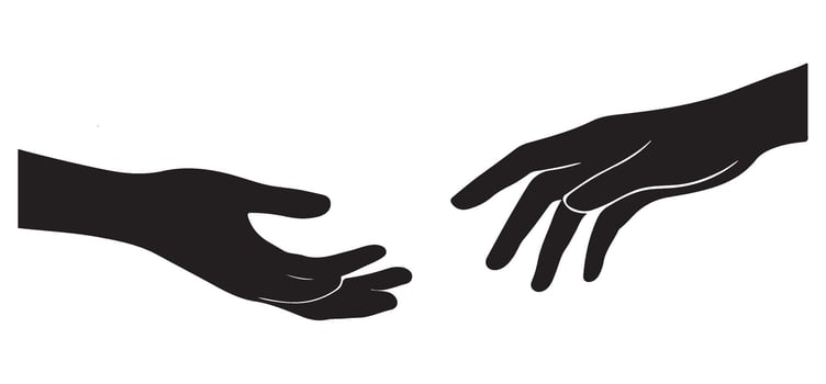 Reaching Hands Silhouette Image for Graphic Design Purposes vector