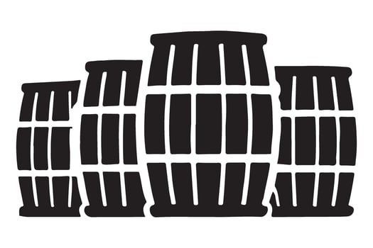 Four Stacked Wooden Barrels Illustration for Storage and Transport vector