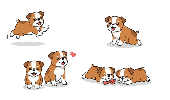 Cute Cartoon Dog Spiked Collar Bulldog Fierce Mascot Digital Drawing vector