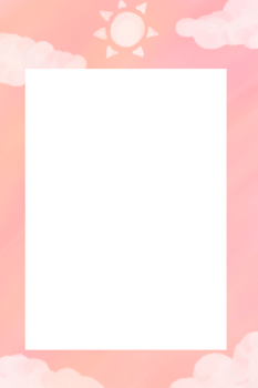 pink frame background with white cloud and sun png