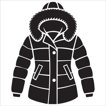 Dramatic Thick Coat with Bold Fur Collar Silhouette vector
