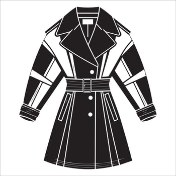 Wide-Cut Trench Coat Silhouette Illustration vector