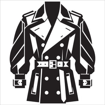 Statement Belted Trench Coat Silhouette Concept vector
