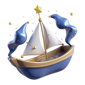 impressive vintage elegant contemporary 3D Render Starry Sailboat Fantasy exclusive premium png