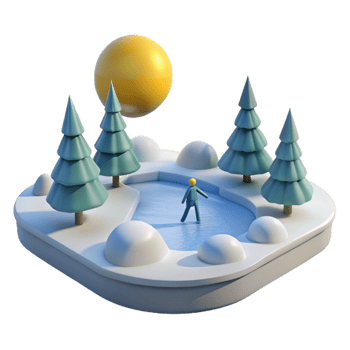 Winter Wonderland 3D Illustration Ice Skating Scene png
