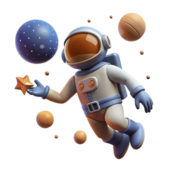 vibrant rustic impressive rustic 3D Astronaut in Space Illustration 4K premium png