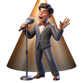 magnificent minimalist vibrant classic 3D Illustration Singer on Stage original original png