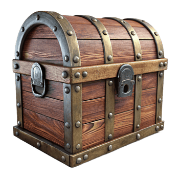beautiful abstract Antique Wooden Chest Isolated with Metal Handles original png