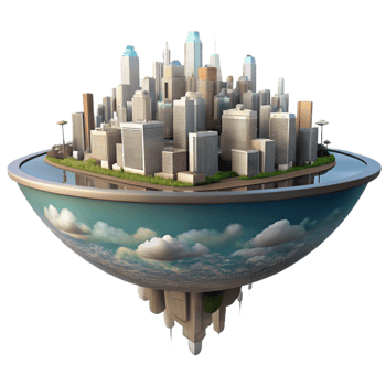 dramatic creative wonderful creative 3D Cityscape on an Island World Illustration exclusive genuine png
