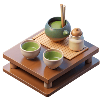 extraordinary abstract serene abstract 3D Render Matcha Tea Ceremony genuine premium png