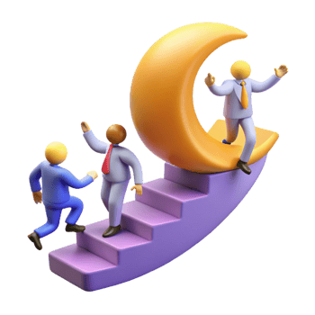 3D Illustration Business Success Staircase Moon png