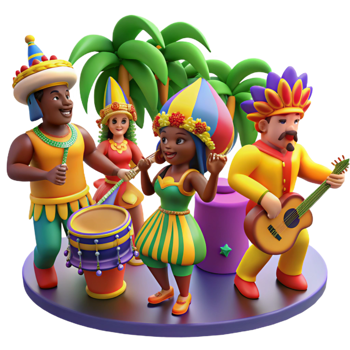 dramatic traditional dramatic contemporary 3D Festive Carnival Characters Illustration original professional png
