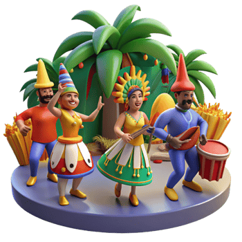 serene classic extraordinary creative 3D Festive Brazilian Carnival Illustration detailed detailed png