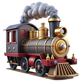 beautiful traditional serene modern Vintage Steam Train 3D Render detailed genuine png