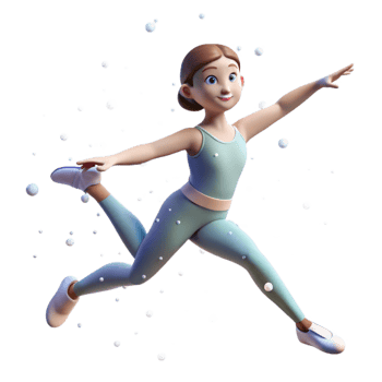 vibrant traditional impressive abstract 3D Render Girl Ballet Dancer Leaping exclusive authentic png