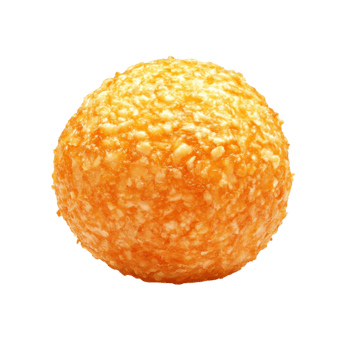 Perfectly round cheese ball with a golden fried exterior png