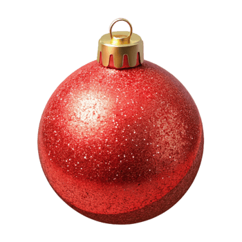stunning artistic Christmas Ornament Ball Glittery Red Transparent Background 4K png