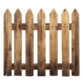 Rustic wooden fence with weathered vertical planks png