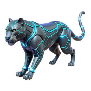 serene vintage extraordinary creative Cybernetic Panther 3D Render exclusive 4K png