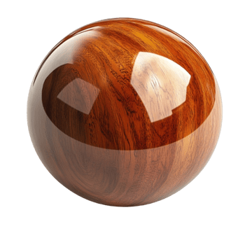 Polished wooden sphere with a brown texture png