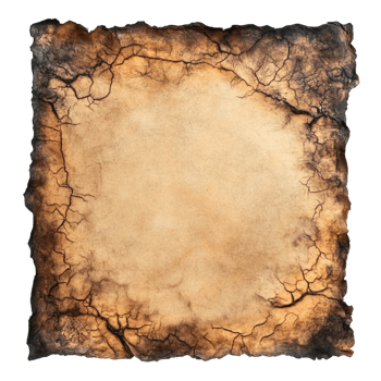 Ancient burnt parchment paper with rkened edges png