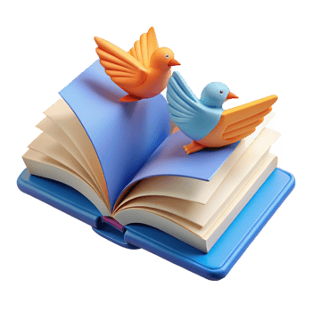 beautiful classic beautiful classic 3D Illustration Birds on Open Book professional original png