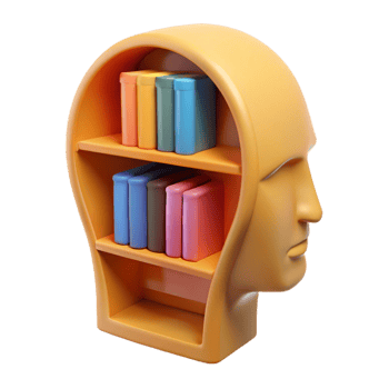 magnificent artistic beautiful modern 3D Illustration Head Bookshelf Knowledge genuine high quality png