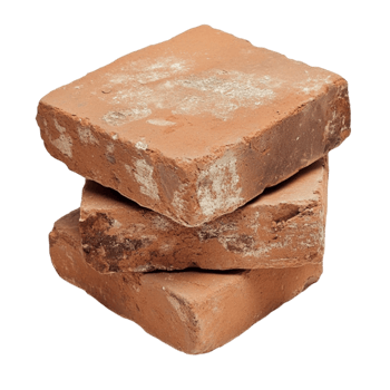 Stacked red clay bricks with a rough texture for construction png