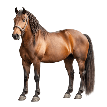 Strong brown horse standing with a shiny coat png