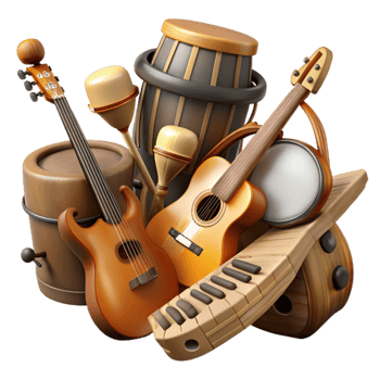 wonderful vintage Musical Instruments Collection Isolated Element authentic png