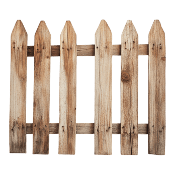 Rustic wooden picket fence with pointed tops png