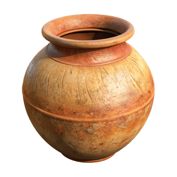 serene rustic Handmade Clay Pot with Texture Isolated Element high quality png