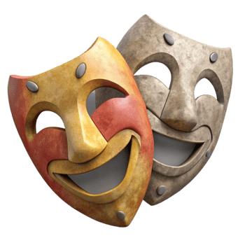 beautiful vintage Theater Masks Comedy and Tragedy Isolated Element genuine png